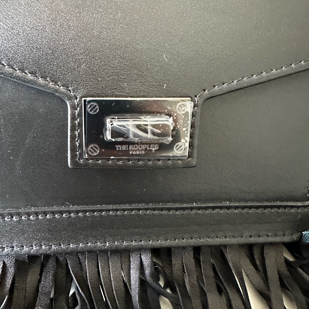 NWT | The Kooples | Emily | Black Leather Crossbody Bag with Fringe - Picture 11 of 12